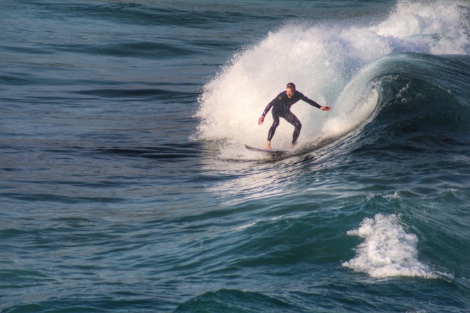 Riding the wave.Surfer, Bondi Beach, NSW, Australia, Image: Su Leslie, 2015