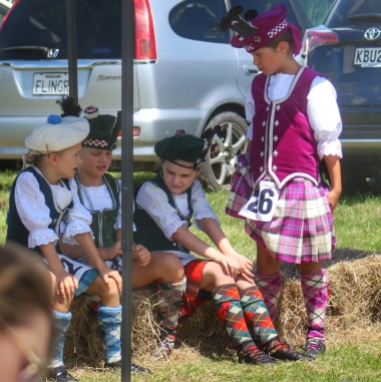 Waiting for a turn, Highland dancers at Helensville A&P Show, NZ. Image: Su Leslie, 2017