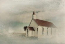 Aged painted-effect colour shot of Awhitu Central Church, Awhitu, NZ. Image: Su Leslie, 2017