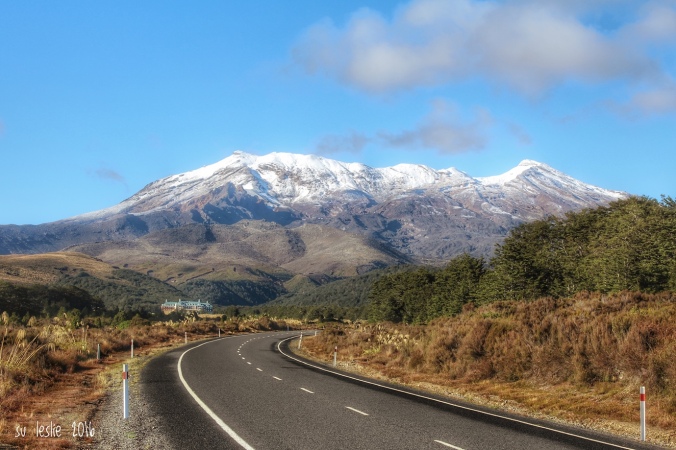 The road to Whakapapa village and ski-field, and the Chateau Tongariro, central North Island, NZ. Image: Su Leslie, 2016