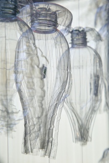 Detail, Bottled River. Installation by George Nuku and students of Hawke's Bay schools. Hastings City Art Gallery, NZ. Image: Su Leslie