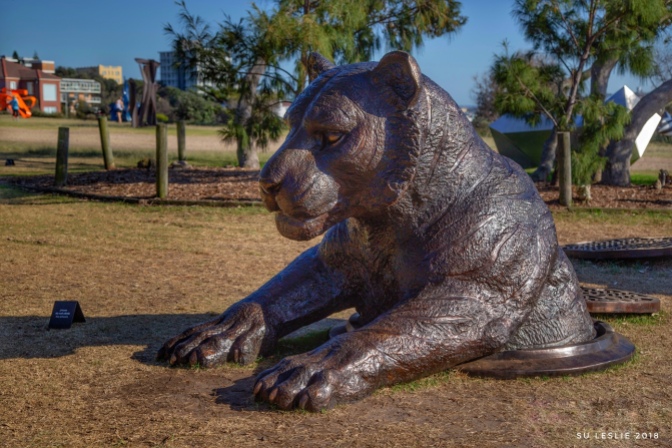 One of the four bronze sculptures comprising Gillie and Marc Schattner, Come Out, Come Out, Wherever You Are. Sculpture by the Sea, 2018. Image: Su Leslie 2018