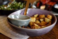 Lunch at the Smoko Room, Sawmill Brewery, Matakana. Garlicky rosemary roasted potatoes. Image: Su Leslie, 2019
