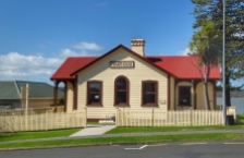 The old courthouse, and now library, Rawene, NZ. Image: Su Leslie 2019